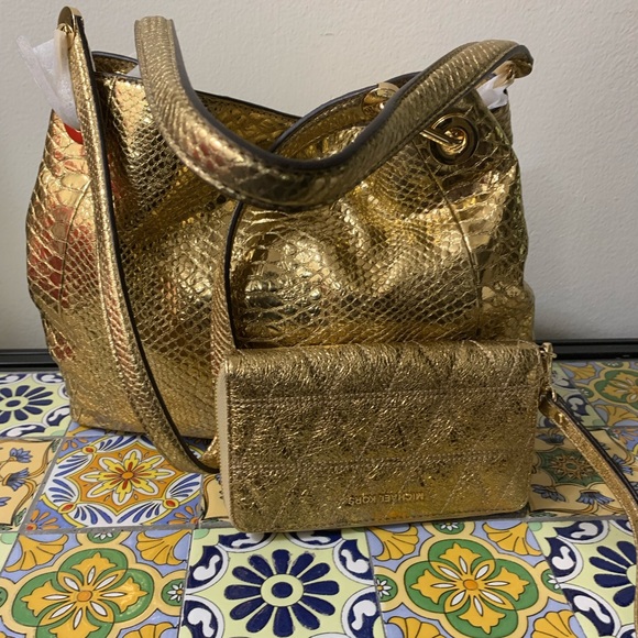 Michael Kors Python Metallic Gold Bag and Wallet - Picture 16 of 16